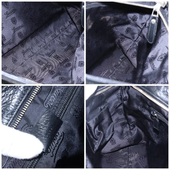 GUCCI GG Canvas Guccissima Shoulder Bag Leather Black Gold 201446 Auth ep11249 - Picture 16 of 16